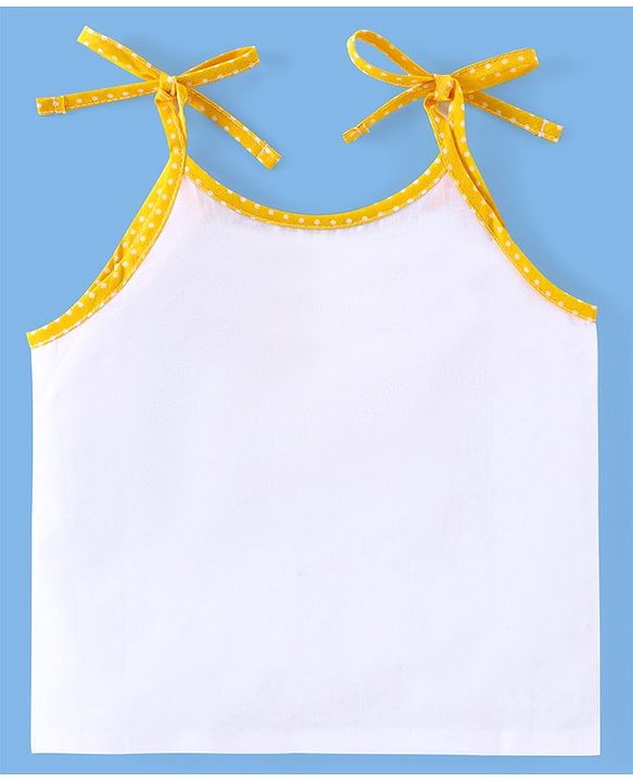 Babyhug 100% Cotton Tie Knot Sleeveless Jhablas Bunny & Elephant Print Pack of 5- White