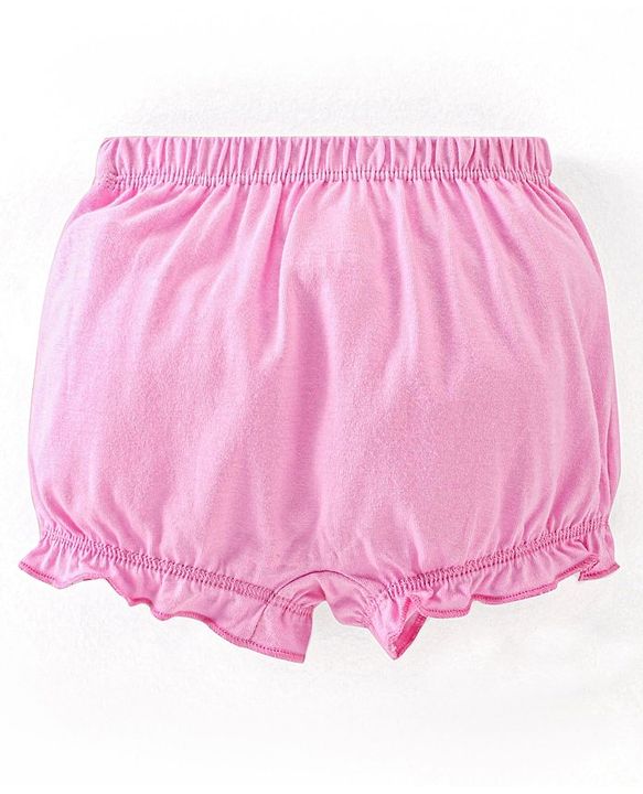 Babyhug 100% Cotton Knit Bloomers Stripes & Kitty Print Pack of 3 - Pink & Turquoise