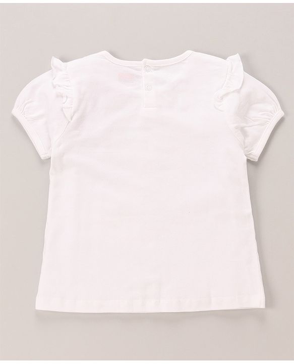 Babyhug 100% Cotton Knit Half Sleeves Top & Shorts Set Text Print - White & Lilac