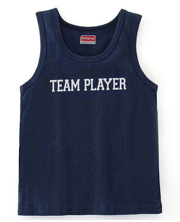 Babyhug 100% Cotton Sleeveless Sando Camo & Text Print Pack of 2 - Navy Blue