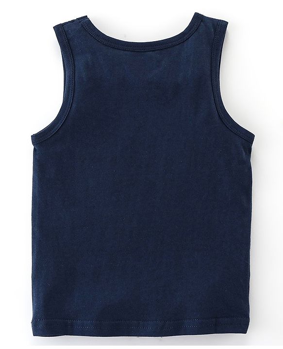 Babyhug 100% Cotton Sleeveless Sando Camo & Text Print Pack of 2 - Navy Blue