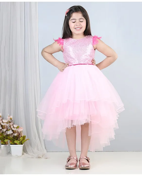 Buy Toy Balloon Kids Cap Sleeves Floral Applique Detailed & Sequin Bodice  Embellished High Low Dress Pink for Girls (10-11Years) Online in India,  Shop at FirstCry.com - 15582668