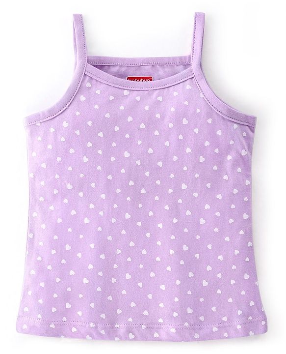 Babyhug 100% Cotton Sleeveless Slips Floral & Heart Print Pack of 3 - Pink Blue & Purple