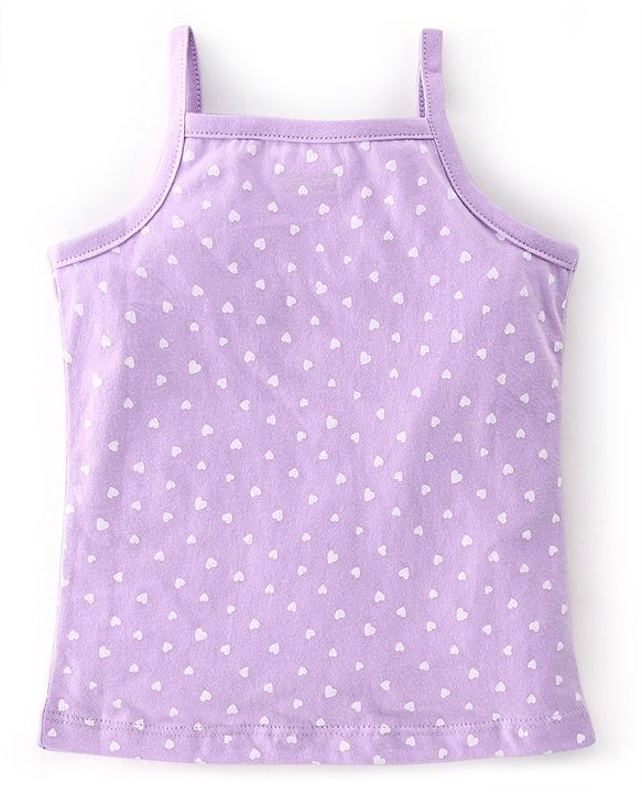 Babyhug 100% Cotton Sleeveless Slips Floral & Heart Print Pack of 3 - Pink Blue & Purple