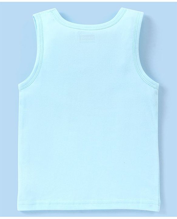 Babyhug 100% Cotton Sleeveless Sando Orange Print Pack of 3 - White & Blue