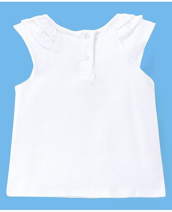 Babyhug 100% Cotton Knit Cap Sleeves Top & Layered Skirt Set Picnic Basket Print- White & Turquoise