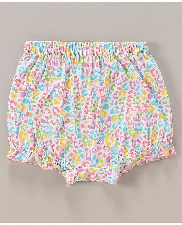 Babyhug 100% Cotton Bloomers Polka Dots & Floral Print Pack of 3 - Purple Blue & Pink