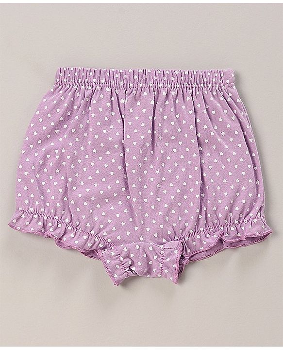 Babyhug 100% Cotton Bloomers Polka Dots & Floral Print Pack of 3 - Purple Blue & Pink