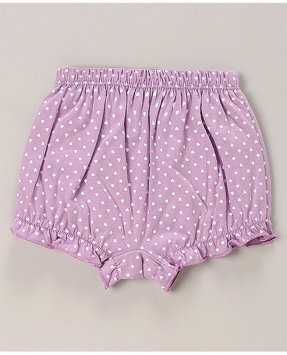Babyhug 100% Cotton Bloomers Polka Dots & Floral Print Pack of 3 - Purple Blue & Pink