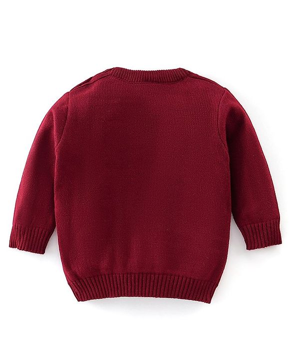 Babyhug Full Sleeves Sweater Set Deer Design- Maroon