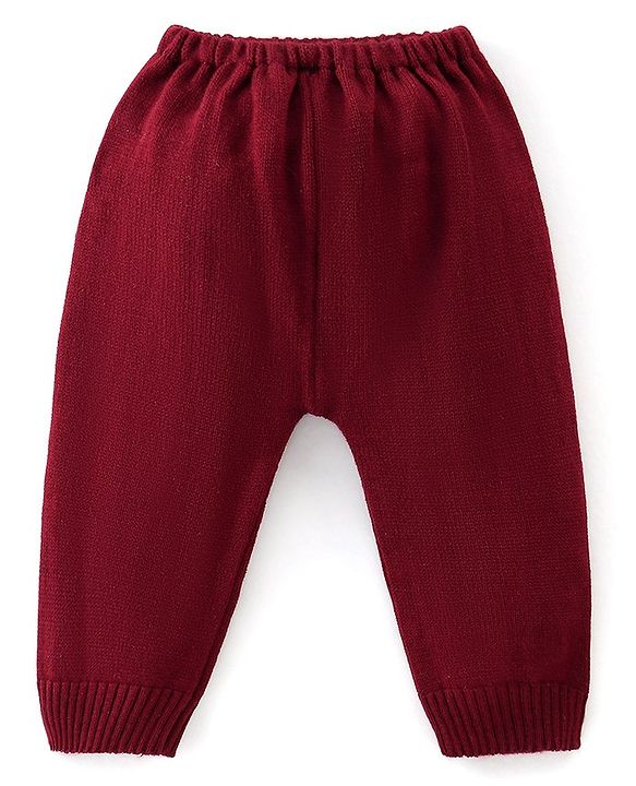 Babyhug Full Sleeves Sweater Set Deer Design- Maroon