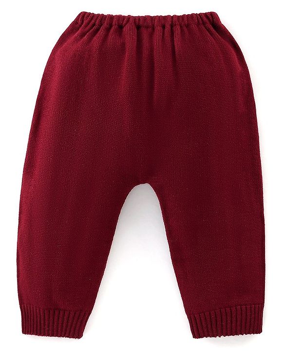 Babyhug Full Sleeves Sweater Set Deer Design- Maroon