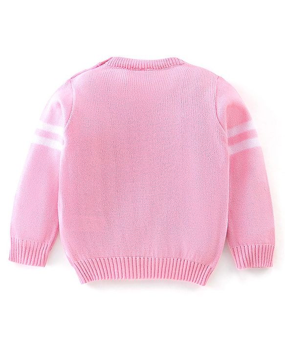 Babyhug Full Sleeves Sweater Set Bunny Design- Pink