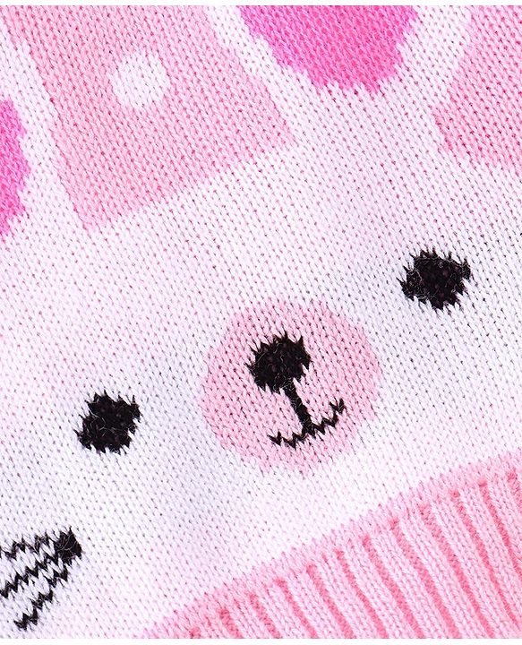 Babyhug Full Sleeves Sweater Set Bunny Design- Pink