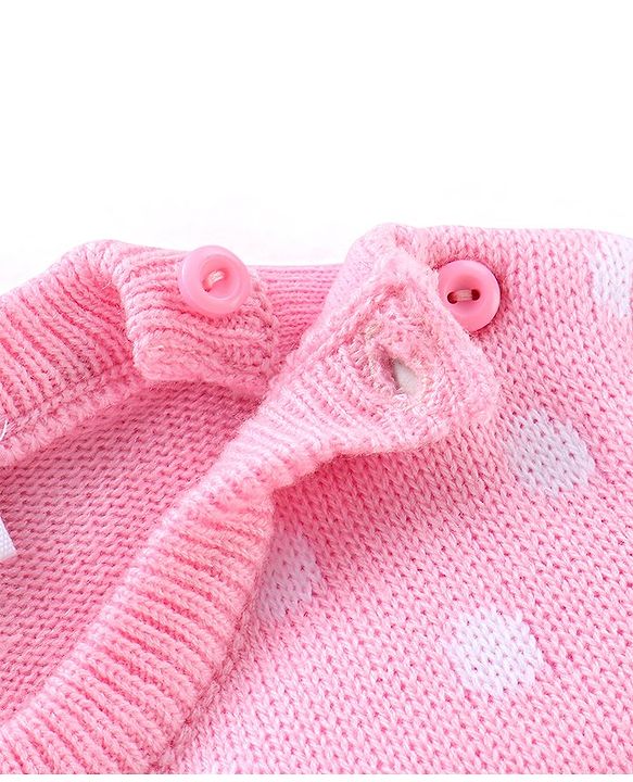 Babyhug Full Sleeves Sweater Set Bunny Design- Pink