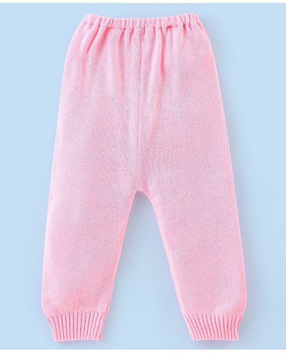 Babyhug Full Sleeves Sweater Set Stripes Design- White & Pink