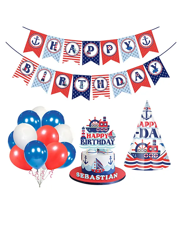Zyozi Nautical Party Supplies for Boys Nautical Theme Birthday Party  Decoration for Kids Multicolour Pack of 28 Online in India, Buy at Best  Price from  - 13384297