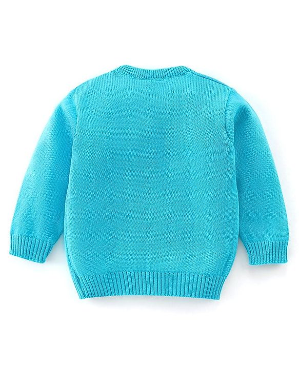 Babyhug Full Sleeves Sweater Set Hearts Design- Blue