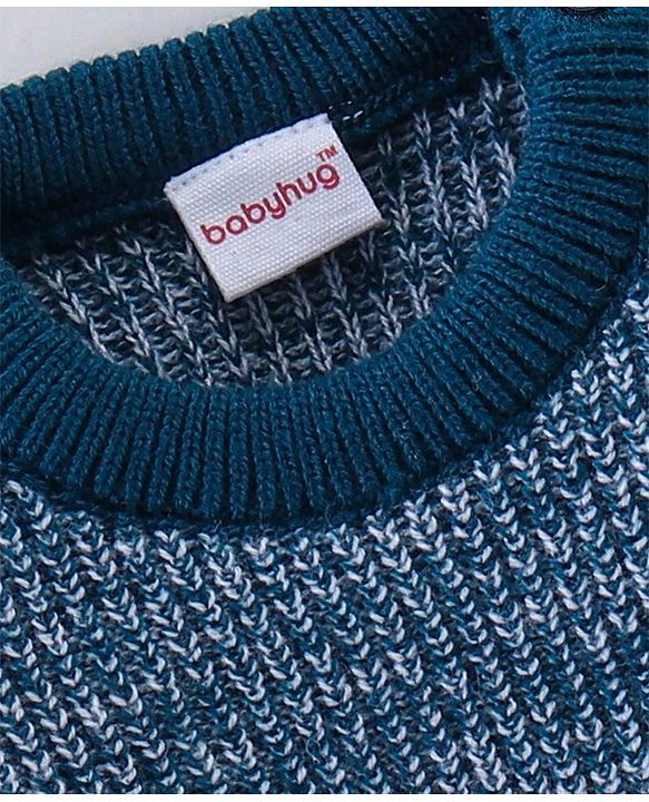 Babyhug Knit Full Sleeves Sweater Set Solid - Navy Blue