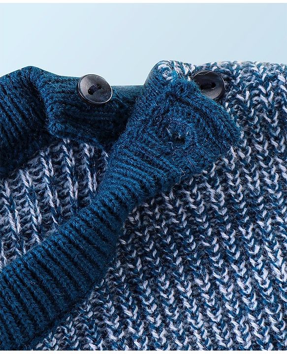 Babyhug Knit Full Sleeves Sweater Set Solid - Navy Blue