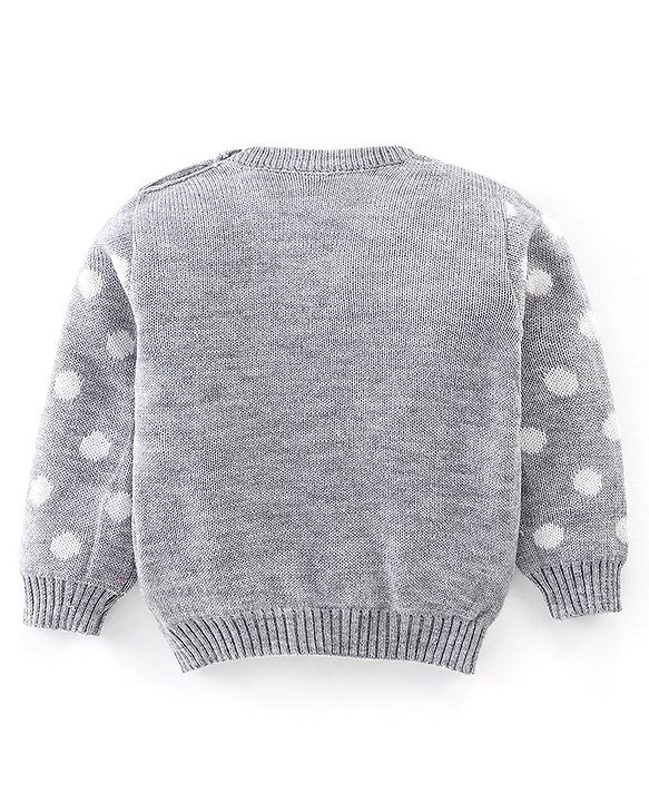 Babyhug Full Sleeves Sweater Set Bunny Design- Grey