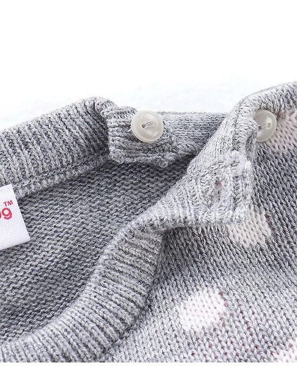 Babyhug Full Sleeves Sweater Set Bunny Design- Grey