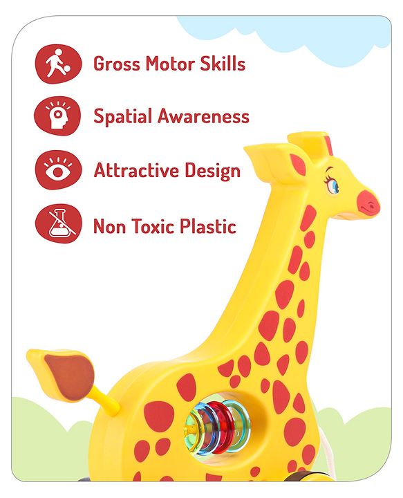 Babyhug Giraffe Pull Along Toy - Multicolor