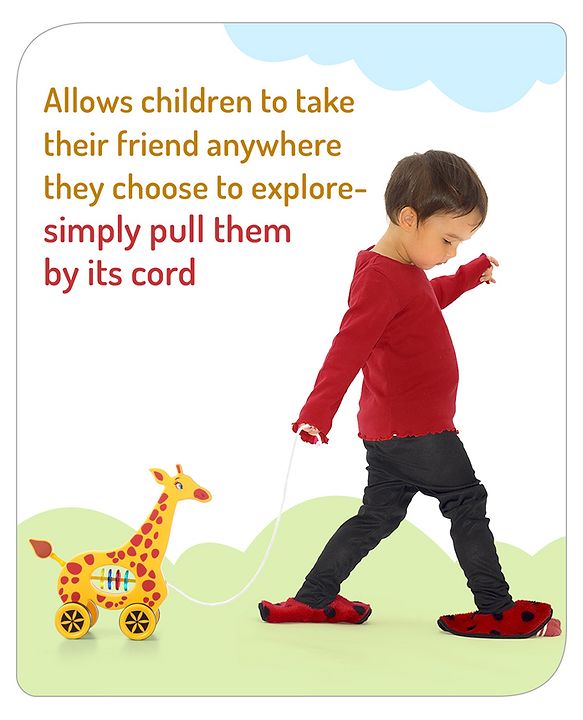 Babyhug Giraffe Pull Along Toy - Multicolor