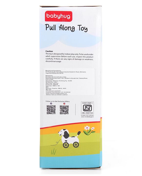 Babyhug Giraffe Pull Along Toy - Multicolor