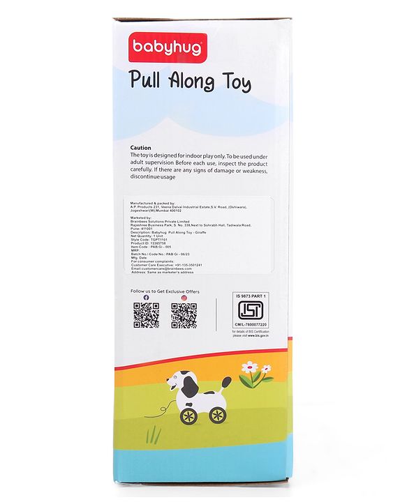 Babyhug Giraffe Pull Along Toy - Multicolor