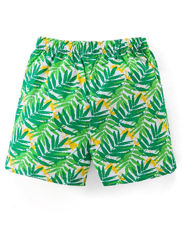 Babyhug Cotton Woven Boxers Leaf & Boat Print Pack Of 3- Yellow Green & Blue