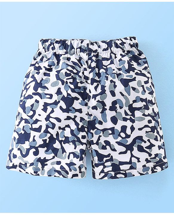 Babyhug Cotton Woven Elasticated Boxers with Checks & Stars Print Pack of 3 - Blue & Brown