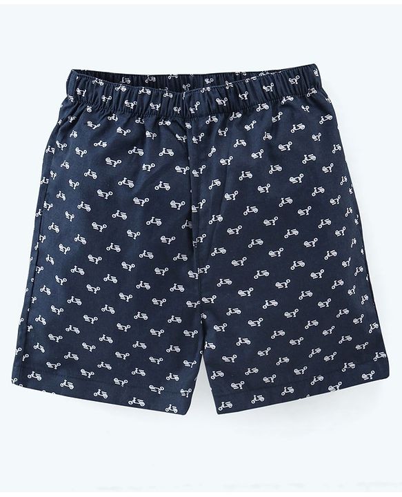 Babyhug Cotton Woven Elasticated Boxers with Stars Print Pack of 3 - Navy Blue & Red