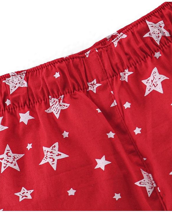 Babyhug Cotton Woven Elasticated Boxers with Stars Print Pack of 3 - Navy Blue & Red