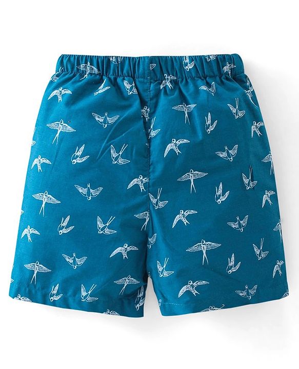 Babyhug Cotton Woven Boxers Checked & Star Print Pack of 3 - Navy Blue & Red