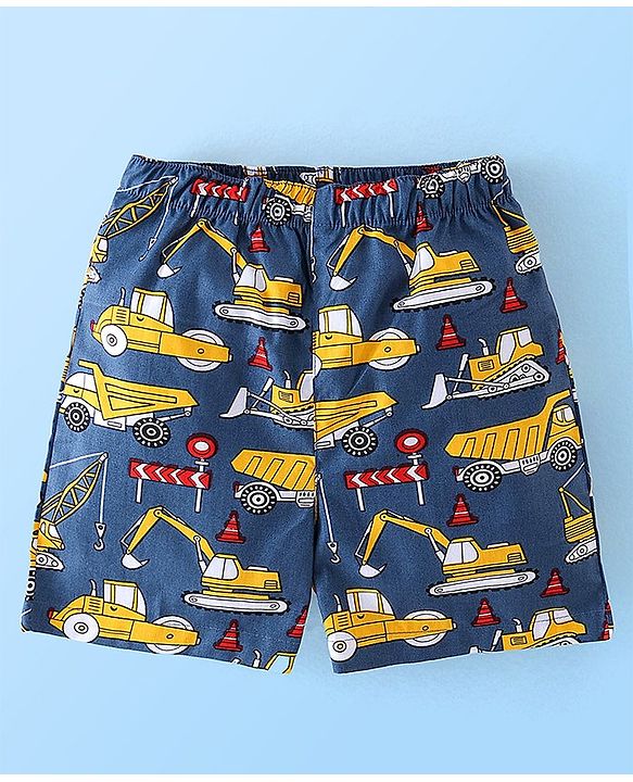 Babyhug Cotton Woven Boxers Stars & Crane Print Pack Of 3- Red White & Blue