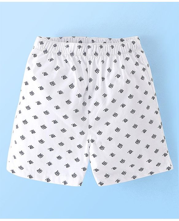 Babyhug Cotton Woven Boxers Stars & Crane Print Pack Of 3- Red White & Blue
