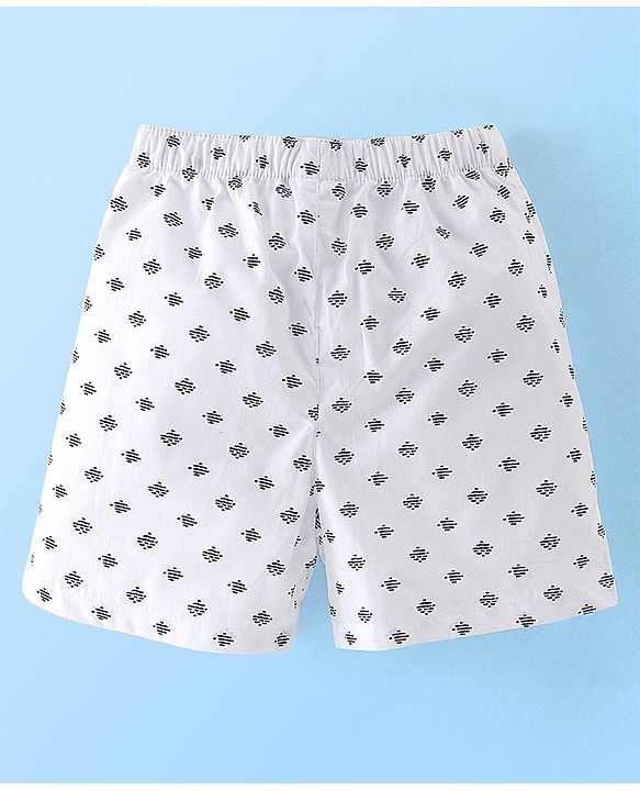 Babyhug Cotton Woven Boxers Stars & Crane Print Pack Of 3- Red White & Blue