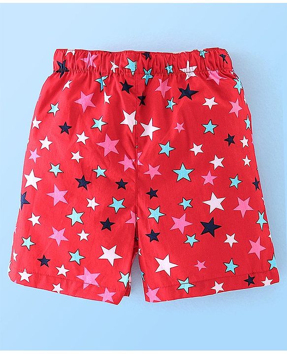 Babyhug Cotton Woven Boxers Stars & Crane Print Pack Of 3- Red White & Blue
