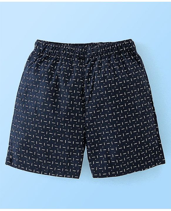 Babyhug Cotton Woven Knee Length Boxers Checks & Marine Life Print Pack of 3 - Maroon White & Black