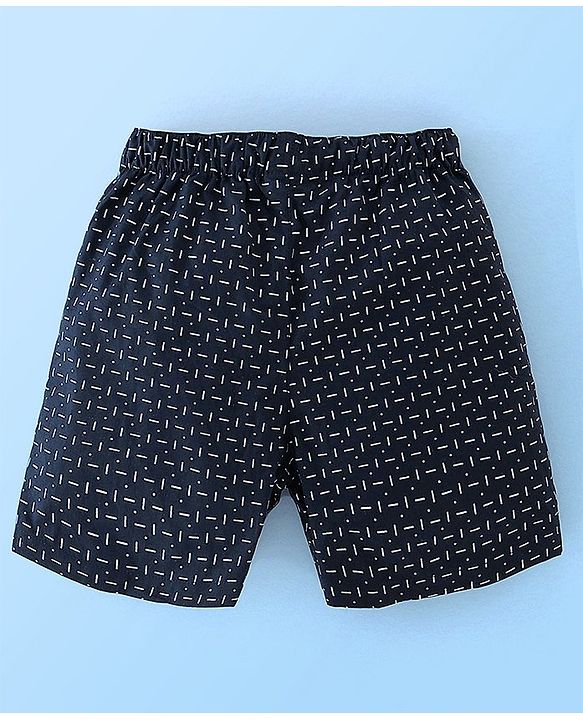 Babyhug Cotton Woven Knee Length Boxers Checks & Marine Life Print Pack of 3 - Maroon White & Black