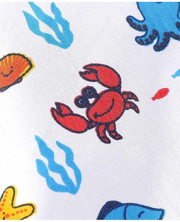 Babyhug Cotton Woven Knee Length Boxers Checks & Marine Life Print Pack of 3 - Maroon White & Black