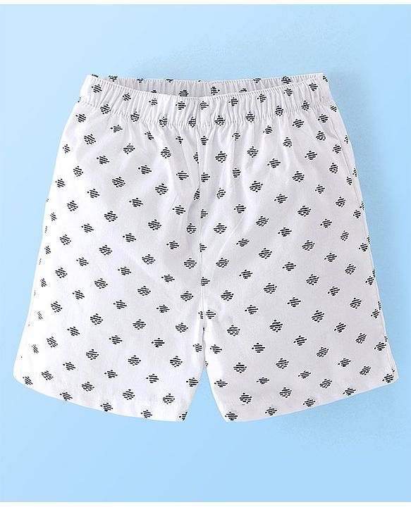 Babyhug Cotton Woven Knee Length Boxers Checks & Star Print Pack of 3 - Maroon White & Black