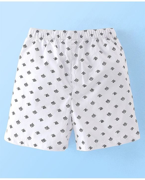 Babyhug Cotton Woven Knee Length Boxers Checks & Star Print Pack of 3 - Maroon White & Black