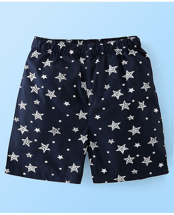 Babyhug Cotton Woven Knee Length Boxers Checks & Star Print Pack of 3 - Maroon White & Black