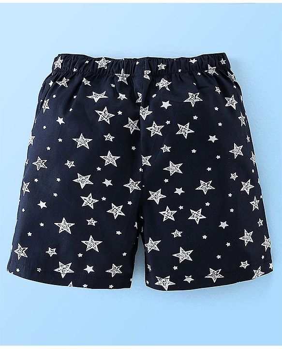 Babyhug Cotton Woven Knee Length Boxers Checks & Star Print Pack of 3 - Maroon White & Black