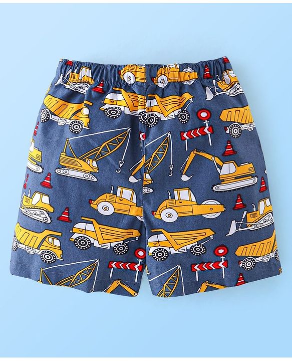 Babyhug Cotton Woven Boxers Print Lion & Text Print Pack of 3 - White & Blue