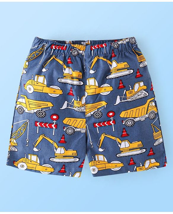 Babyhug Cotton Woven Boxers Print Lion & Text Print Pack of 3 - White & Blue