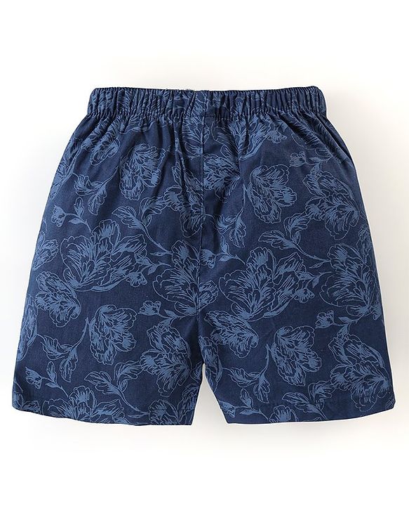 Babyhug Cotton Woven Boxers Camo & Leaf Print Pack Of 3- Blue & White