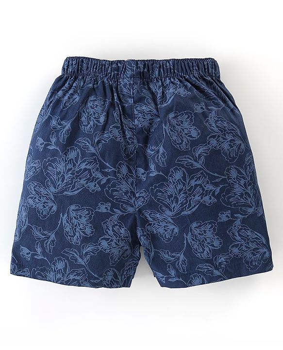 Babyhug Cotton Woven Boxers Camo & Leaf Print Pack Of 3- Blue & White